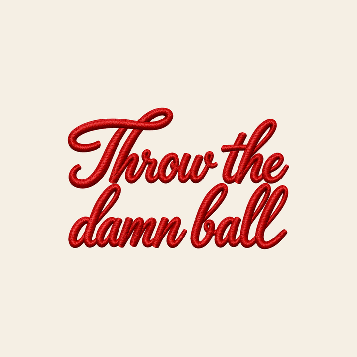 Air Raid script logo, stacked on cream